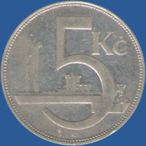5 крон Чехословакии 1929 года