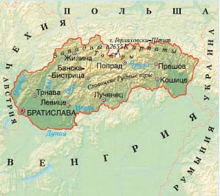 карта Cловакии